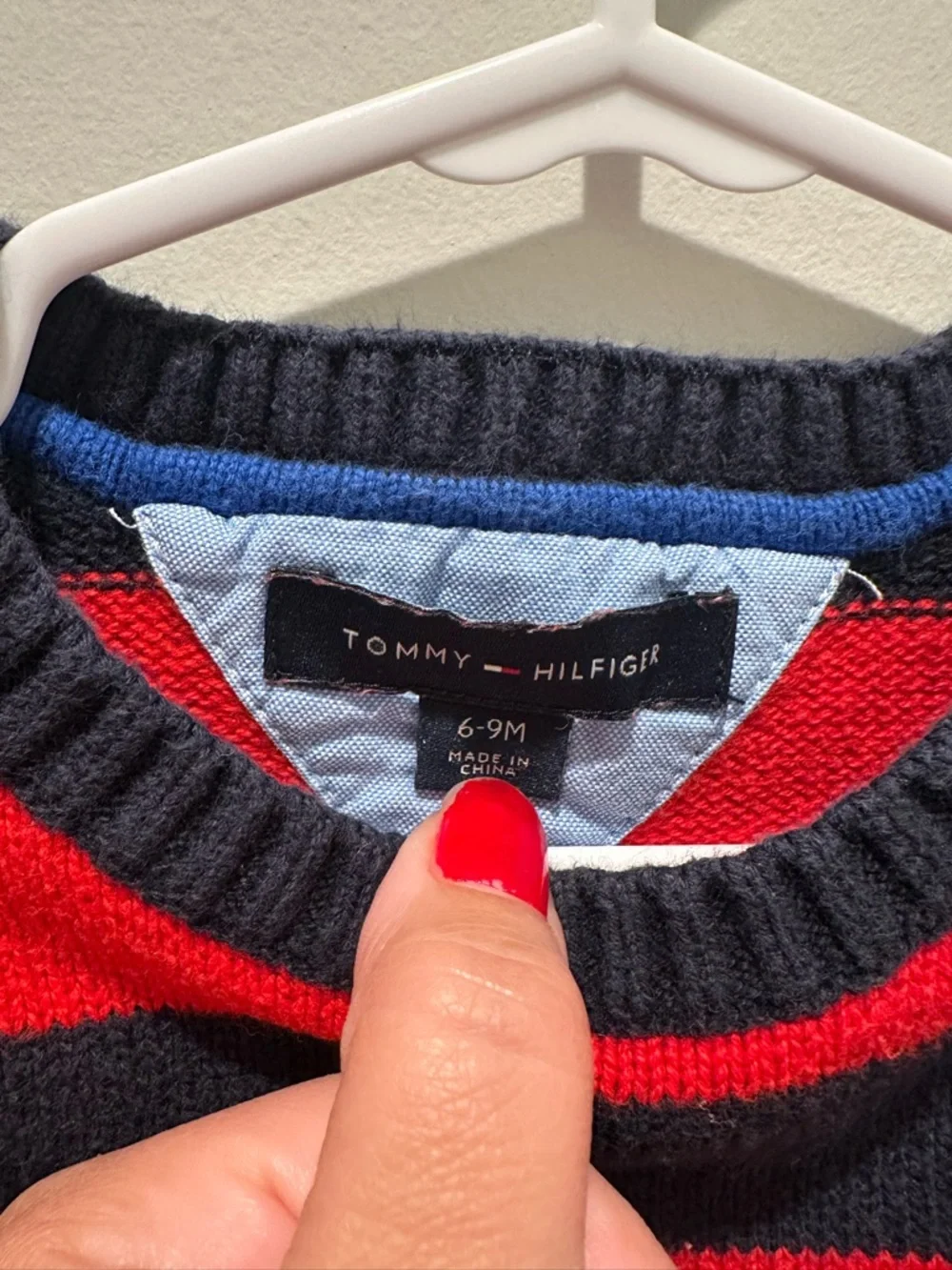 Tommy Hilfiger Baby Red & Navy Striped Knit Sweater